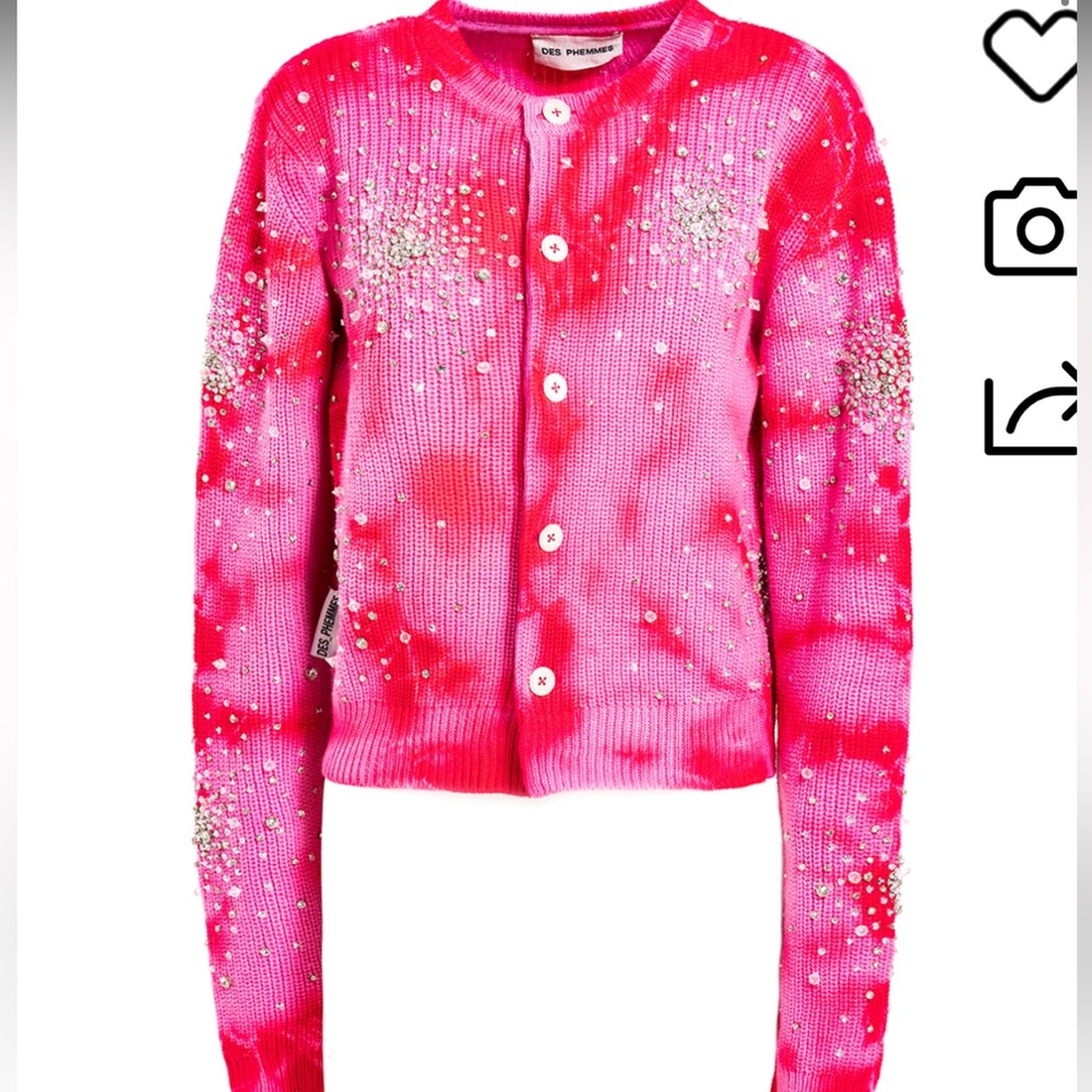 Pink Embellished Women's Cardigan